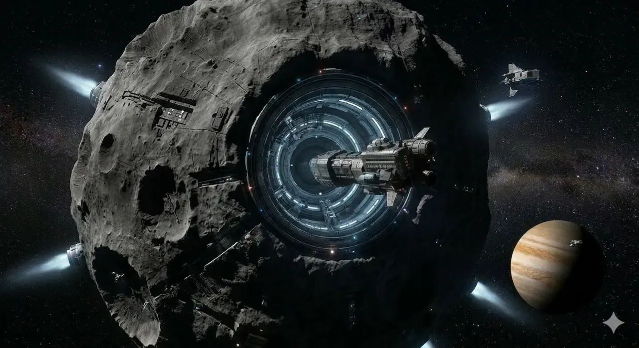 La Vagabunda atracada en el asteroide Vórtice